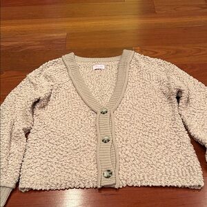 Ladies size small beige Pink lily popcorn knit cardigan